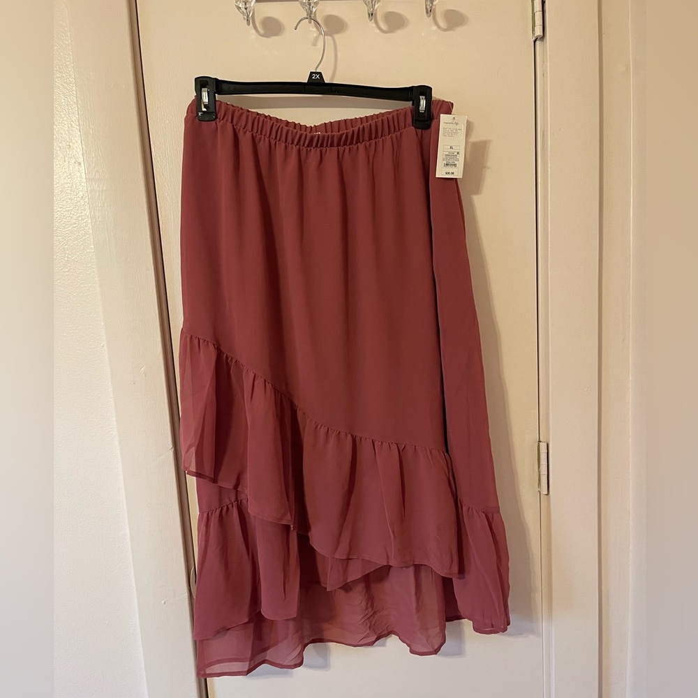 Elegant Mauve Ruffle Skirt by a new day Sz XL